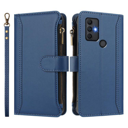 Magnetic Closure 9 Card Slots Zipper Leather Case with Hand Strap, For TCL 305 / 306 / 30 SE, For TCL Stylus 5G, For TCL 303, For TCL 30T