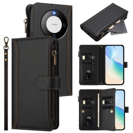 Magnetic Closure 9 Card Slots Zipper Leather Case with Hand Strap, For Huawei Pura 70, For Huawei Mate 60 Pro / 60 Pro+, For Huawei Mate 60, For Huawei P60 Art