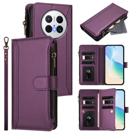 Magnetic Closure 9 Card Slots Zipper Leather Case with Hand Strap, For Huawei Enjoy 80 5G, For Huawei Mate 70 Pro / 70 Pro+, For Huawei Mate 70, For Huawei nova 13 Pro