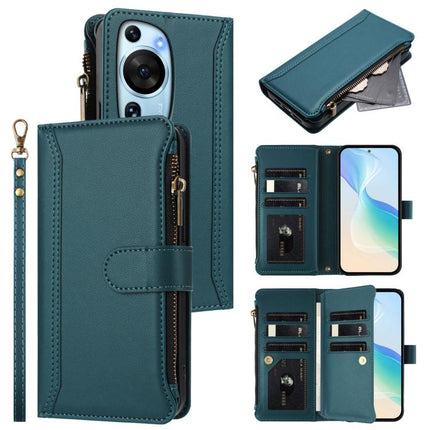 Magnetic Closure 9 Card Slots Zipper Leather Case with Hand Strap, For Huawei Pura 70, For Huawei Mate 60 Pro / 60 Pro+, For Huawei Mate 60, For Huawei P60 Art