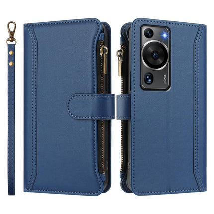 Magnetic Closure 9 Card Slots Zipper Leather Case with Hand Strap, For Huawei P60 / P60 Pro, For Huawei Enjoy 50 Pro 4G, For Huawei Enjoy 50 4G