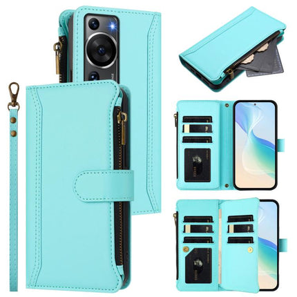 Magnetic Closure 9 Card Slots Zipper Leather Case with Hand Strap, For Huawei P60 / P60 Pro, For Huawei Enjoy 50 Pro 4G, For Huawei Enjoy 50 4G