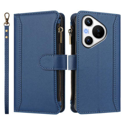 Magnetic Closure 9 Card Slots Zipper Leather Case with Hand Strap, For Huawei Pura 70, For Huawei Mate 60 Pro / 60 Pro+, For Huawei Mate 60, For Huawei P60 Art