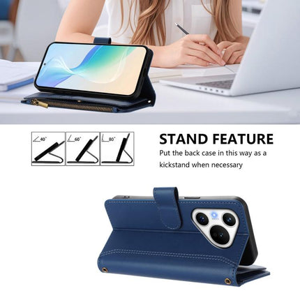 Magnetic Closure 9 Card Slots Zipper Leather Case with Hand Strap, For Huawei Pura 70, For Huawei Mate 60 Pro / 60 Pro+, For Huawei Mate 60, For Huawei P60 Art