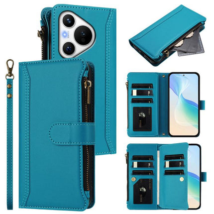 Magnetic Closure 9 Card Slots Zipper Leather Case with Hand Strap, For Huawei Pura 70, For Huawei Mate 60 Pro / 60 Pro+, For Huawei Mate 60, For Huawei P60 Art