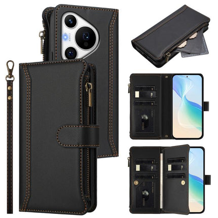 Magnetic Closure 9 Card Slots Zipper Leather Case with Hand Strap, For Huawei nova 13 / nova 12, For Huawei Pura 70 Pro 5G / 70 Pro+ 5G, For Huawei nova 12i 4G Global, For Huawei nova 12s 4G Global