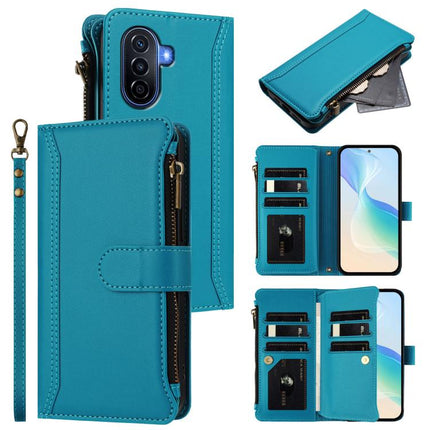 Magnetic Closure 9 Card Slots Zipper Leather Case with Hand Strap, For Huawei P60 / P60 Pro, For Huawei Enjoy 50 Pro 4G, For Huawei Enjoy 50 4G