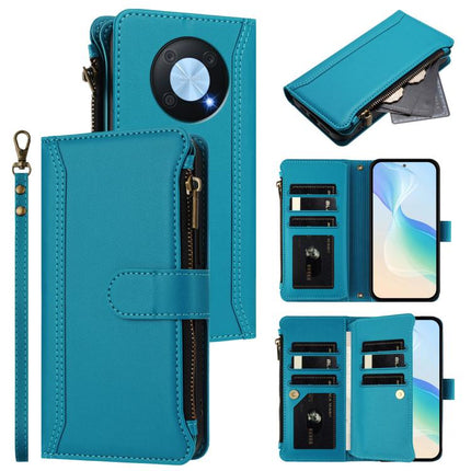 Magnetic Closure 9 Card Slots Zipper Leather Case with Hand Strap, For Huawei P60 / P60 Pro, For Huawei Enjoy 50 Pro 4G, For Huawei Enjoy 50 4G