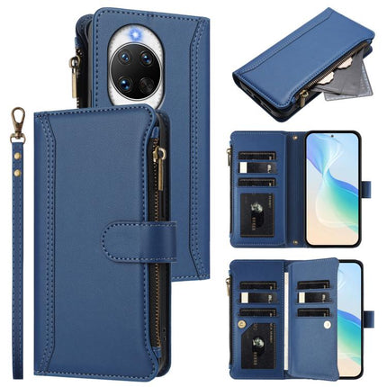 Magnetic Closure 9 Card Slots Zipper Leather Case with Hand Strap, For Huawei Mate 70 Air 5G, For Huawei Enjoy 80s 4G, For Huawei nova 14 Ultra, For Huawei nova 14 Pro