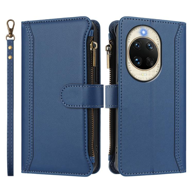 Magnetic Closure 9 Card Slots Zipper Leather Case with Hand Strap, For Huawei nova 14, For Huawei nova 16, For Huawei Pura 90 Pro Max 5G, For Huawei Pura 90 Pro 5G