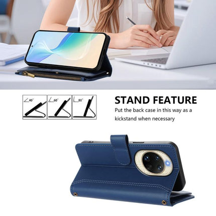 Magnetic Closure 9 Card Slots Zipper Leather Case with Hand Strap, For Huawei nova 14, For Huawei nova 16, For Huawei Pura 90 Pro Max 5G, For Huawei Pura 90 Pro 5G