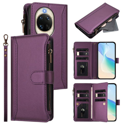 Magnetic Closure 9 Card Slots Zipper Leather Case with Hand Strap, For Huawei nova 14, For Huawei nova 16, For Huawei Pura 90 Pro Max 5G, For Huawei Pura 90 Pro 5G