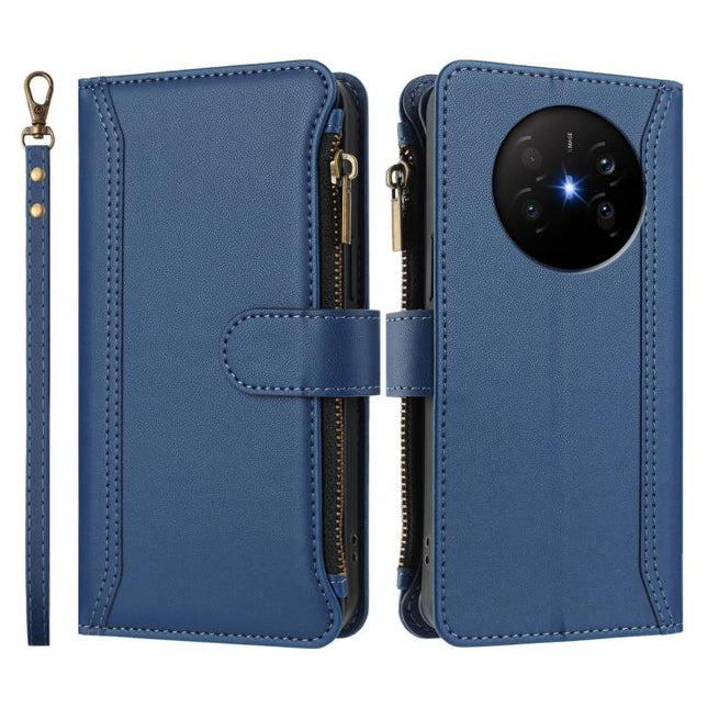 Magnetic Closure 9 Card Slots Zipper Leather Case with Hand Strap, For Huawei Mate 70 Air 5G, For Huawei Enjoy 80s 4G, For Huawei nova 14 Ultra, For Huawei nova 14 Pro