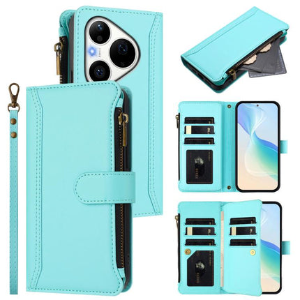 Magnetic Closure 9 Card Slots Zipper Leather Case with Hand Strap, For Huawei nova 14, For Huawei nova 16, For Huawei Pura 90 Pro Max 5G, For Huawei Pura 90 Pro 5G