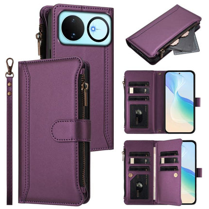 Magnetic Closure 9 Card Slots Zipper Leather Case with Hand Strap, For Huawei nova 14, For Huawei nova 16, For Huawei Pura 90 Pro Max 5G, For Huawei Pura 90 Pro 5G