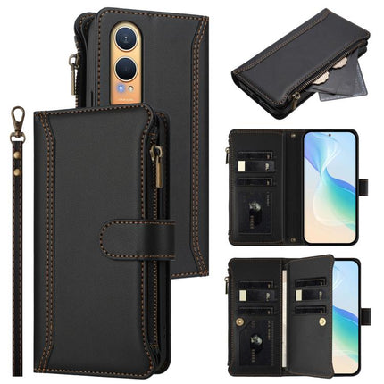 Magnetic Closure 9 Card Slots Zipper Leather Case with Hand Strap, For OnePlus Nord 4 5G Global, For OnePlus Nord CE4 Lite 5G Global, For OnePlus Nord CE 2 Lite 5G, For OnePlus Nord CE4 5G