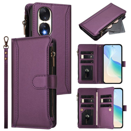 Magnetic Closure 9 Card Slots Zipper Leather Case with Hand Strap, For Honor 90 Pro 5G, For Honor 90 5G, For Honor X7a 4G / Play7T 5G, For Honor Magic5 Pro