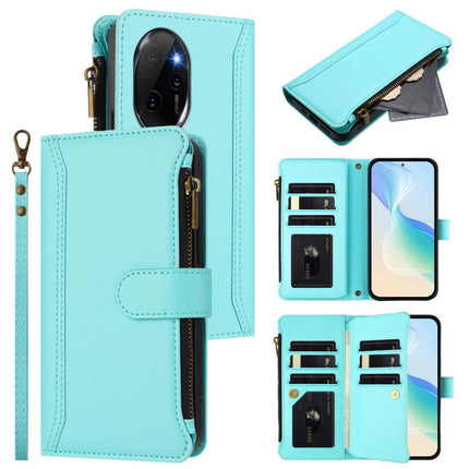Magnetic Closure 9 Card Slots Zipper Leather Case with Hand Strap, For Honor X9b 5G Global, For Honor 100 Pro 5G, For Honor X8 5G Global, For Honor 90 Lite 5G / X50i 5G