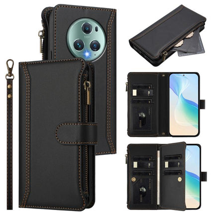Magnetic Closure 9 Card Slots Zipper Leather Case with Hand Strap, For Honor 90 Pro 5G, For Honor 90 5G, For Honor X7a 4G / Play7T 5G, For Honor Magic5 Pro