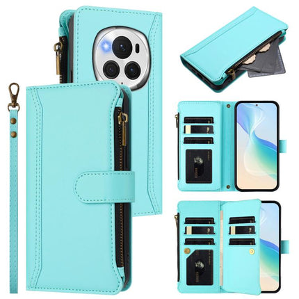 Magnetic Closure 9 Card Slots Zipper Leather Case with Hand Strap, For Honor 90 Smart 5G Global, For Honor Magic6 Pro 5G Global, For Honor Magic6 5G Global, For Honor X8b 4G Global