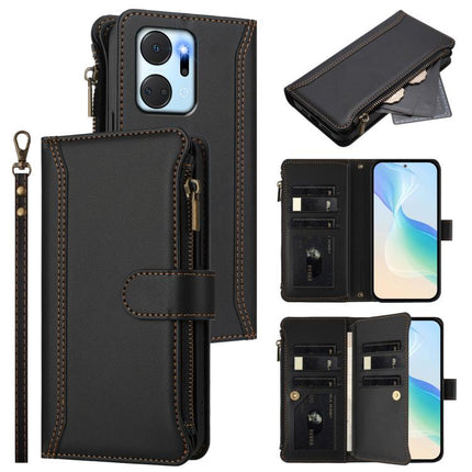 Magnetic Closure 9 Card Slots Zipper Leather Case with Hand Strap, For Honor 90 Pro 5G, For Honor 90 5G, For Honor X7a 4G / Play7T 5G, For Honor Magic5 Pro