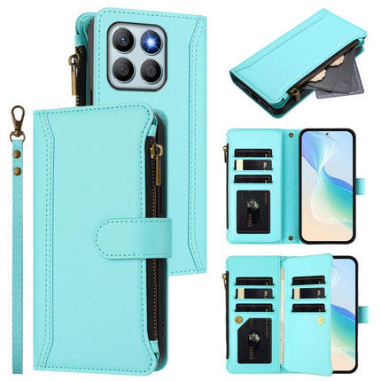 Magnetic Closure 9 Card Slots Zipper Leather Case with Hand Strap, For Honor 90 Smart 5G Global, For Honor Magic6 Pro 5G Global, For Honor Magic6 5G Global, For Honor X8b 4G Global