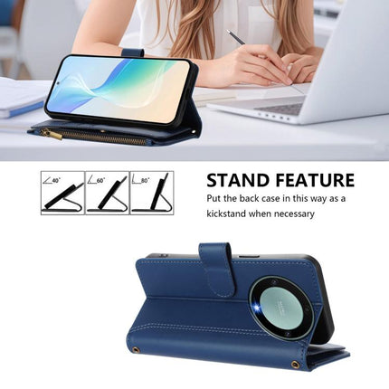 Magnetic Closure 9 Card Slots Zipper Leather Case with Hand Strap, For Honor X9a 5G / Magic5 Lite, For Honor 80 GT 5G, For Honor 80 5G, For Honor X30 5G / X9 5G / X9 4G