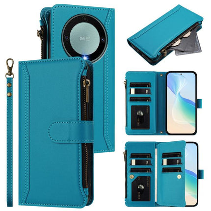 Magnetic Closure 9 Card Slots Zipper Leather Case with Hand Strap, For Honor X9a 5G / Magic5 Lite, For Honor 80 GT 5G, For Honor 80 5G, For Honor X30 5G / X9 5G / X9 4G