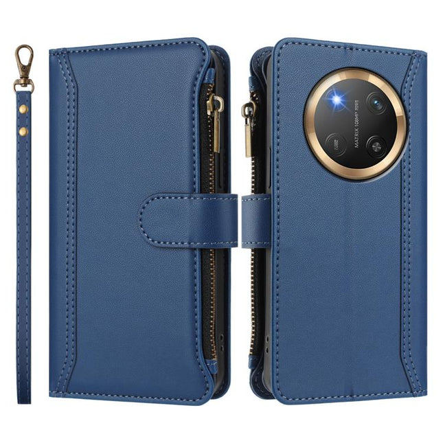 Magnetic Closure 9 Card Slots Zipper Leather Case with Hand Strap, For Honor X9c 5G Global, For Honor Magic7 Pro 5G, For Honor Magic7 5G, For Honor X5b 4G Global