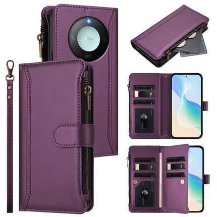 Magnetic Closure 9 Card Slots Zipper Leather Case with Hand Strap, For Honor GT 5G, For Honor X9c Smart 5G Global, For Honor 300 Pro 5G / 300 Ultra 5G, For Honor 300 5G