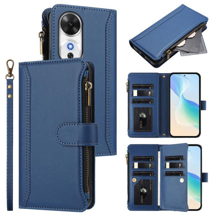 Magnetic Closure 9 Card Slots Zipper Leather Case with Hand Strap, For Honor Play 60 5G, For Honor 400 Lite Global, For Honor 400 Global 156.5mm, For Honor X8c 4G Global