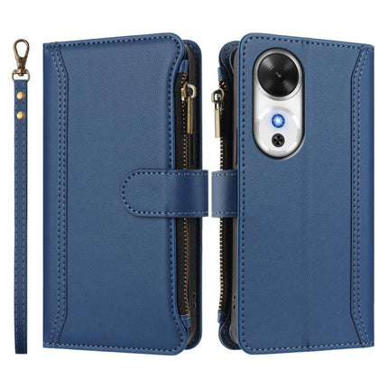 Magnetic Closure 9 Card Slots Zipper Leather Case with Hand Strap, For Honor Play 60 5G, For Honor 400 Lite Global, For Honor 400 Global 156.5mm, For Honor X8c 4G Global