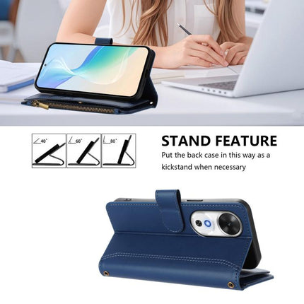 Magnetic Closure 9 Card Slots Zipper Leather Case with Hand Strap, For Honor Play 60 5G, For Honor 400 Lite Global, For Honor 400 Global 156.5mm, For Honor X8c 4G Global