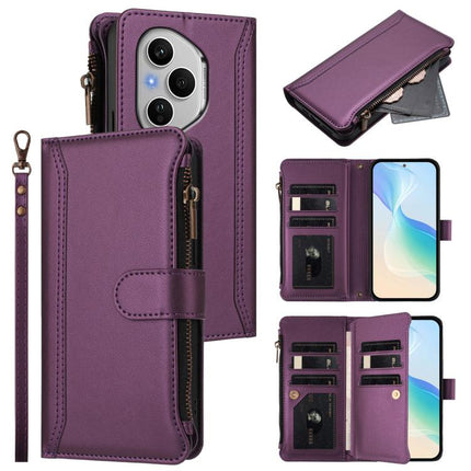 Magnetic Closure 9 Card Slots Zipper Leather Case with Hand Strap, For Honor GT Pro 5G, For Honor X60 GT 5G, For Honor 400 Pro Global 160.8mm, For Honor Power 5G