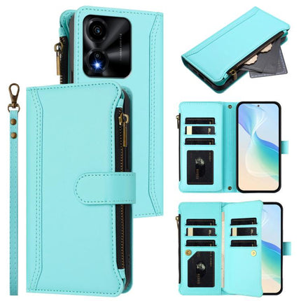 Magnetic Closure 9 Card Slots Zipper Leather Case with Hand Strap, For Honor Play 70 Plus, For Honor X5c Plus, For Honor X6c 4G, For Honor X70i 5G