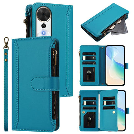 Magnetic Closure 9 Card Slots Zipper Leather Case with Hand Strap, For Honor Play 70 Plus, For Honor X5c Plus, For Honor X6c 4G, For Honor X70i 5G