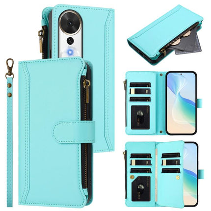 Magnetic Closure 9 Card Slots Zipper Leather Case with Hand Strap, For Honor Play 70 Plus, For Honor X5c Plus, For Honor X6c 4G, For Honor X70i 5G