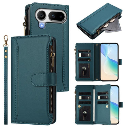 Magnetic Closure 9 Card Slots Zipper Leather Case with Hand Strap, For Honor 600 Global / 600 Pro Global, For Honor 600 Lite Global, For Honor Magic8 Pro Air, For Honor X8d 4G Global
