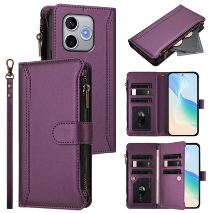 Magnetic Closure 9 Card Slots Zipper Leather Case with Hand Strap, For Honor 600 Global / 600 Pro Global, For Honor 600 Lite Global, For Honor Magic8 Pro Air, For Honor X8d 4G Global