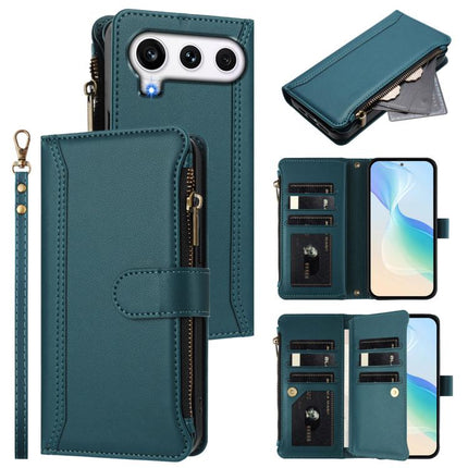 Magnetic Closure 9 Card Slots Zipper Leather Case with Hand Strap, For Honor 600 Global / 600 Pro Global, For Honor 600 Lite Global, For Honor Magic8 Pro Air, For Honor X8d 4G Global