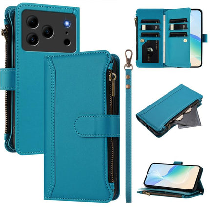 Magnetic Closure 9 Card Slots Zipper Leather Case with Hand Strap, For Doogee Note 56 / Note 56 Pro, For Doogee N60 Pro, For Doogee Note 59 5G / Note 59 Pro, For Doogee Note 58 / Note 58 Pro