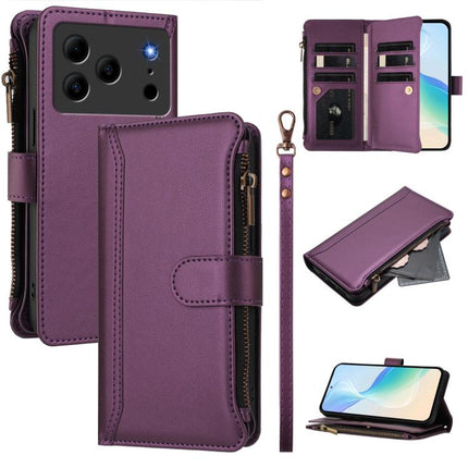 Magnetic Closure 9 Card Slots Zipper Leather Case with Hand Strap, For Doogee Note 56 / Note 56 Pro, For Doogee N60 Pro, For Doogee Note 59 5G / Note 59 Pro, For Doogee Note 58 / Note 58 Pro