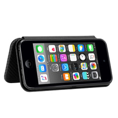 Carbon Fiber Texture Magnetic Horizontal Flip TPU + PC + PU Leather Case with Card Slot, For iPod Touch 5 / 6 / 7