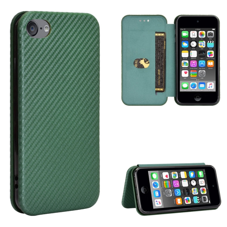 Carbon Fiber Texture Magnetic Horizontal Flip TPU + PC + PU Leather Case with Card Slot, For iPod Touch 5 / 6 / 7