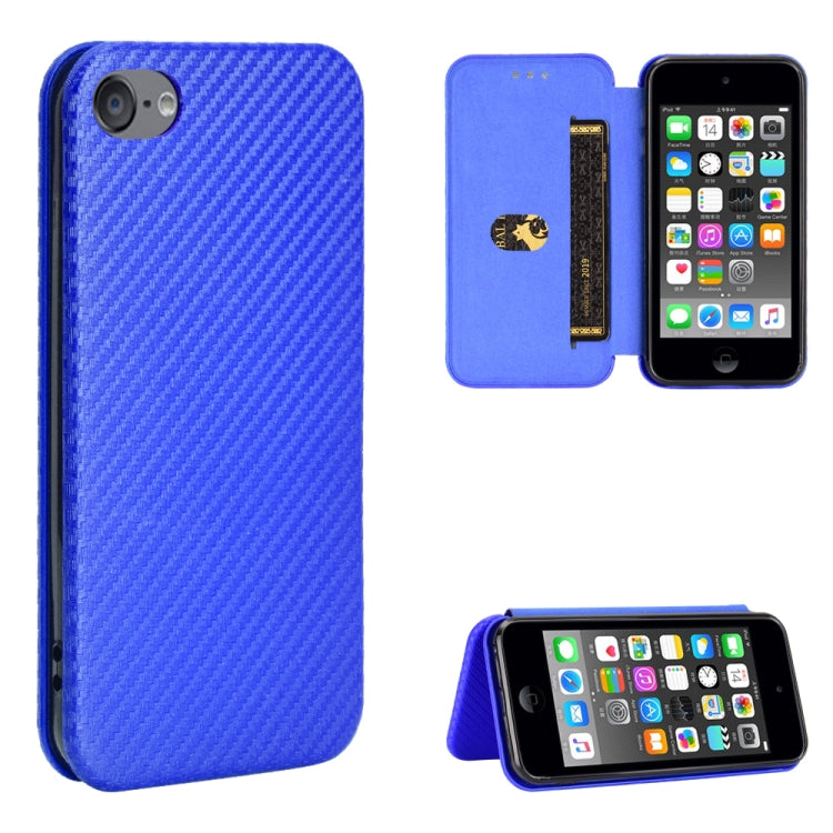 Carbon Fiber Texture Magnetic Horizontal Flip TPU + PC + PU Leather Case with Card Slot, For iPod Touch 5 / 6 / 7