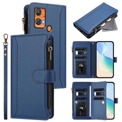 Magnetic Closure 9 Card Slots Zipper Leather Case with Hand Strap, For Oukitel C35, For Oukitel C33