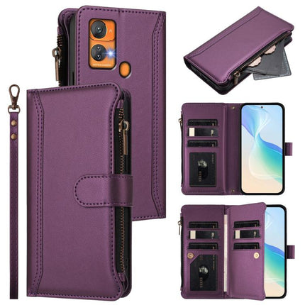 Magnetic Closure 9 Card Slots Zipper Leather Case with Hand Strap, For Oukitel C35, For Oukitel C33