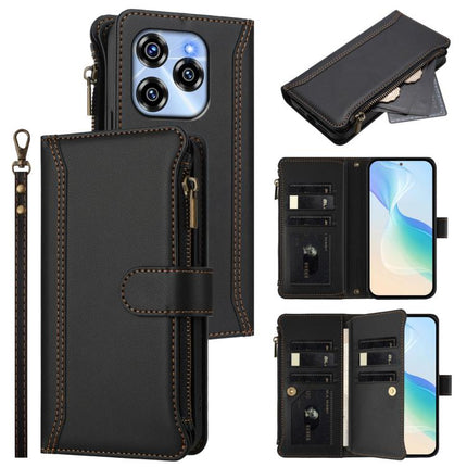 Magnetic Closure 9 Card Slots Zipper Leather Case with Hand Strap, For Oukitel C50, For Oukitel C37, For Oukitel C51, For Oukitel C38