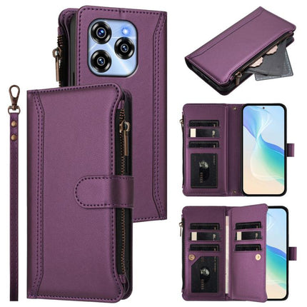 Magnetic Closure 9 Card Slots Zipper Leather Case with Hand Strap, For Oukitel C50, For Oukitel C37, For Oukitel C51, For Oukitel C38
