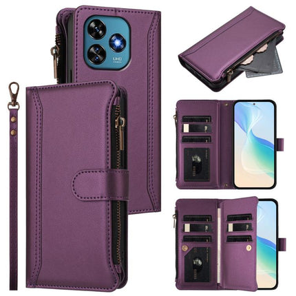 Magnetic Closure 9 Card Slots Zipper Leather Case with Hand Strap, For Oukitel C50, For Oukitel C37, For Oukitel C51, For Oukitel C38